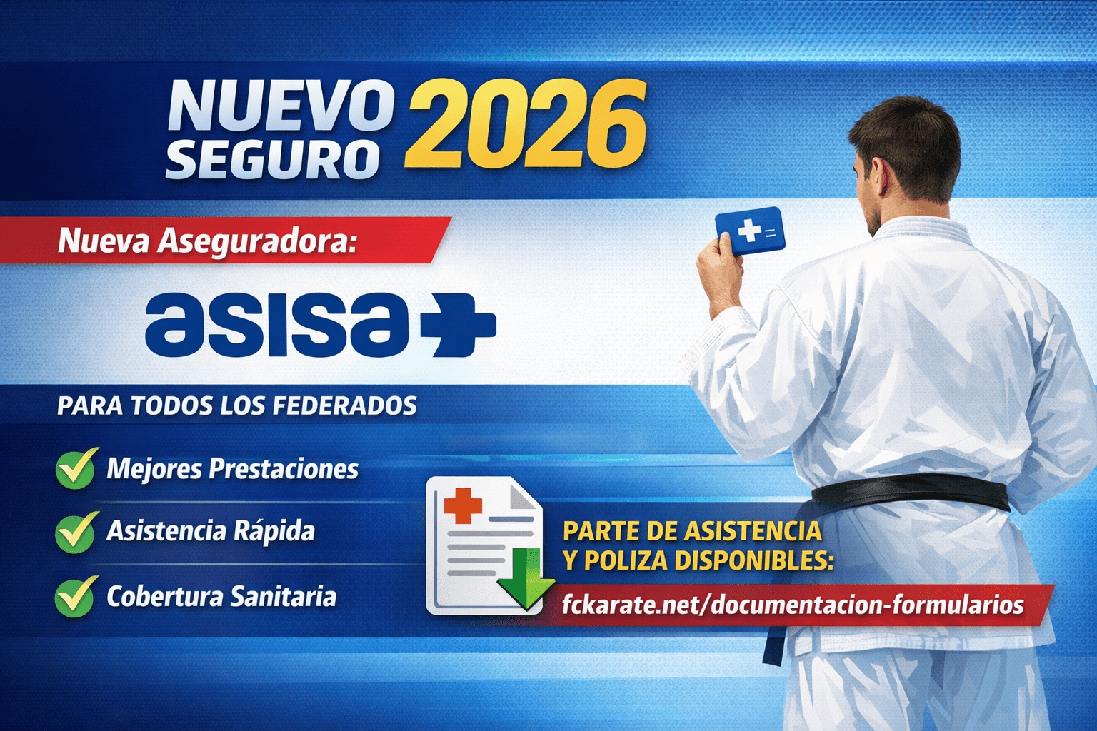 La Federación Canaria de Karate y D.A. cambia de aseguradora y contrata a ASISA para el año 2026